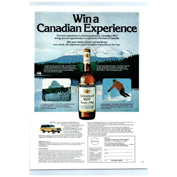 1979 Canadian Mist Whisky Whiskey Vintage Print Ad Rocky Mountains Wall Art - Picture 1 of 1